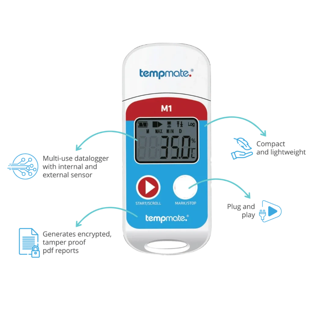 Tempmate M1 PDF Data Logger, USB Logger, LCD Data Logger, Digital Data Logger with Display Screen